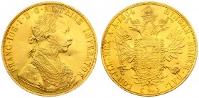 Austria 4 Ducat 1904 Vienna. Franz Joseph I(1848-1916). Averse: Laureate; armored bust right. Reverse: Crowned imperial double eagle. Gold. KM 2276