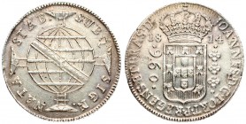 Brazil 960 Reis 1814B Joao as Prince Regent(1818-1822). Averse: Crowned arms; denomination. Reverse: Sash with initial crosses globe within cross. Ove...