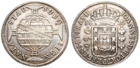 Brazil 960 Reis 1815B Joao as Prince Regent(1818-1822). Averse: Crowned arms; denomination. Reverse: Sash with initial crosses globe within cross. Ove...
