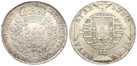 Brazil 960 Reis 1819R Joao as Prince Regent(1818-1822). Averse: Crowned denomination within wreath. Reverse: Arms on globe within cross. Silver. KM 32...