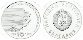 Bulgaria 10 Leva 1988 Averse: National arms. Reverse: Sprinters; denomination and date below. Silver. KM 185