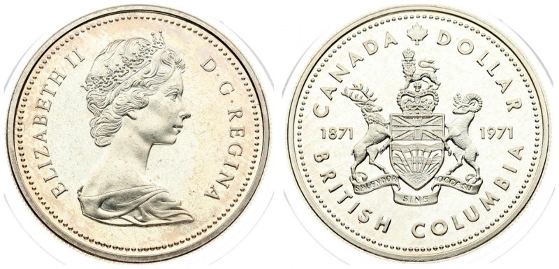 Canada 1 Dollar 1871-1971 British Columbia. Averse: Young bust right. Reverse: C...