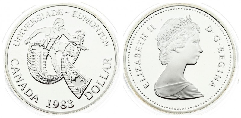 Canada 1 Dollar 1983 Edmonton University Games. Averse: Young bust right. Revers...