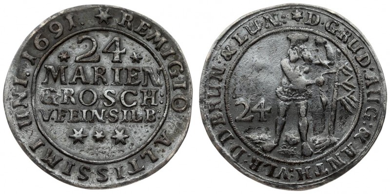 Germany BRUNSWICK- LÜNEBURG LINE WOLFENBÜTTEL 24 Mariengroschen 1691 Anton Ulric...