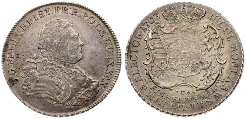 Germany SAXONY 1 Thaler 1763 IFôF Friedrich Christian(1763). Averse: Bust right....