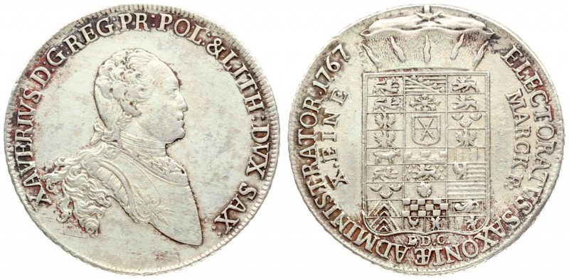 Germany SAXONY 1 Thaler 1767 EDC Xaver(1763-1768). Averse: Bust right. Averse Le...