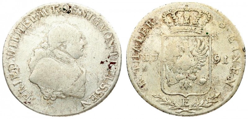 Germany PRUSSIA 1/3 Thaler 1791E Friedrich Wilhelm II(1786-1797). Averse: Armore...