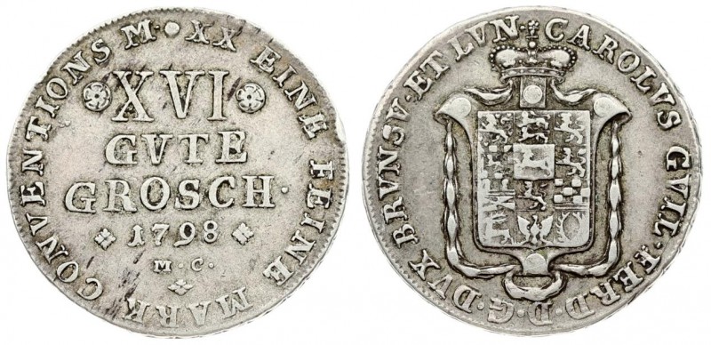 Germany BRUNSWICK-WOLFENBÜTTEL 16 Gute Groschen 1798 MC Karl Wilhelm Ferdinand(1...