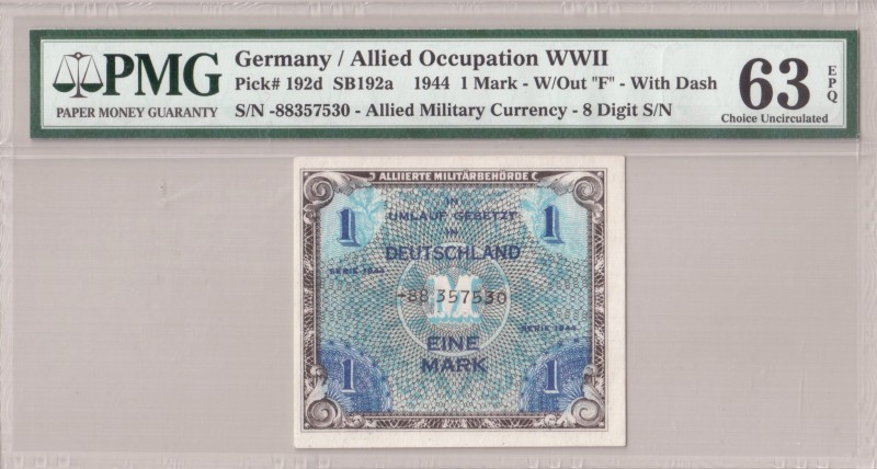 Germany Allied Occupatoin WWII 1 Mark 1944 Banknote. Pick#192d; SB192a. №8835753...