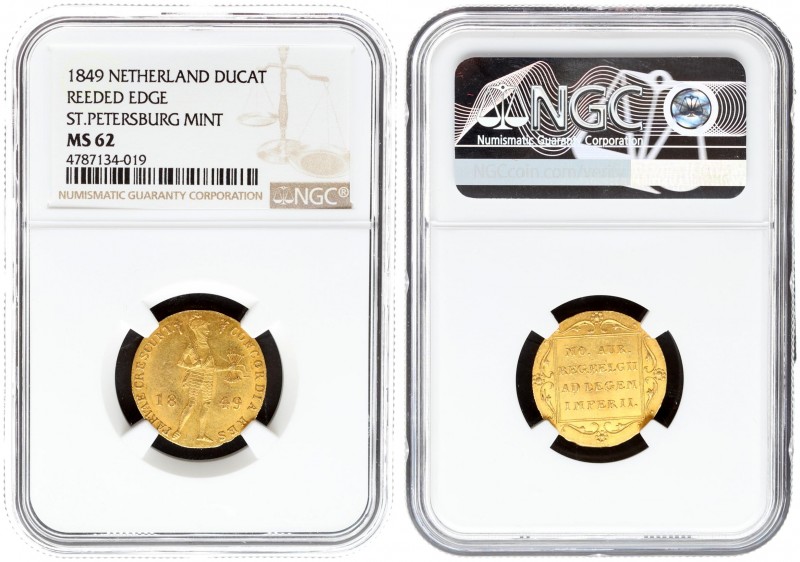 Netherlands 1 Ducat 1849 St. Petersburg Mint. Imitating a gold Ducat of Willem I...