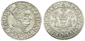 Poland 1 Grosz 1579 Gdansk Stephan Bathory(1575-1586). Averse: Crowned and armored bust right. Reverse: Crown above symbols of free City of Danzig. Si...