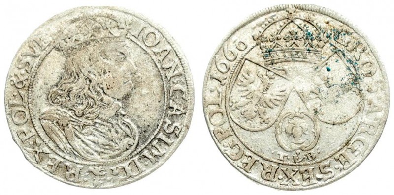 Poland 6 Groszy 1660 TLB John II Casimir Vasa (1649–1668). Averse: Large crowned...