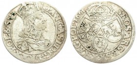 Poland 6 Groszy 1661 TLB John II Casimir Vasa (1649–1668). Averse: Large crowned bust right in linear circle. Reverse: Crown above three shields. Silv...