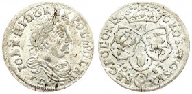 Poland 6 Groszy 1683 TLB John III Sobieski(1674-1696). Averse: Laureate armored bust right. Reverse: With the Leliwa coat of arms under the shields. S...