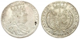 Poland 1 Ort 1753 T August III(1733–1763). Averse: Crowned bust of August III; right. Reverse: Crowned; round 4-fold arms within sprigs; T below. Silv...