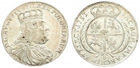 Poland 1 Ort 1753 T August III(1733–1763). Averse: Crowned bust of August III; right. Reverse: Crowned; round 4-fold arms within sprigs; T below. Silv...
