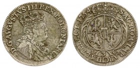 Poland 3 Groszy 1754 EC August III(1733–1763). Averse: Crowned bust right. Reverse: Crowned arms within sprigs; 3 below. Silver. Old patina. KM 153; K...