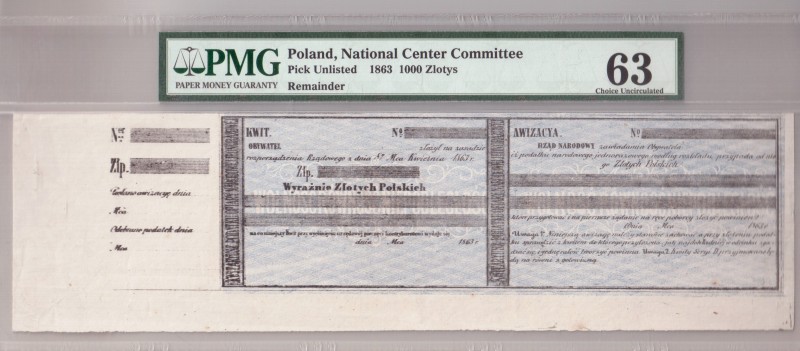 Poland 1000 Zlotych 1863 Banknote National Center Committee. Pick Unlisted. Luco...