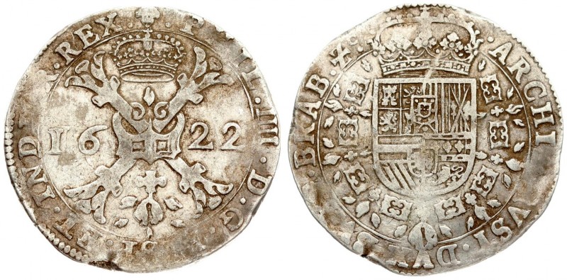 Spanish Netherlands BRABANT 1 Patagon 1622 Brussels. Philip IV(1621-1665). Avers...