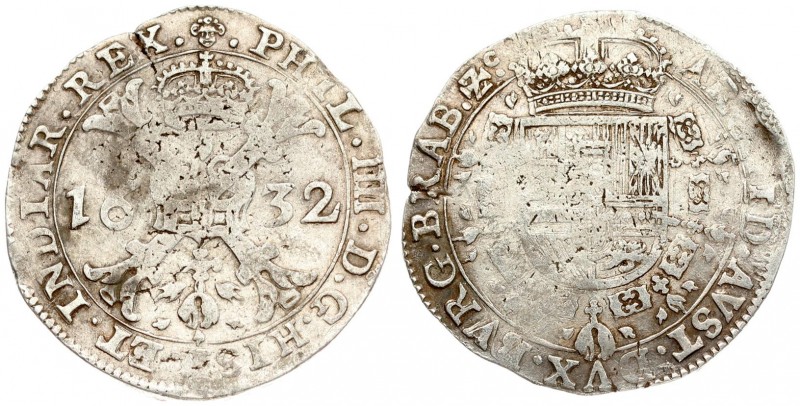 Spanish Netherlands BRABANT 1 Patagon 1632 Brussels. Philip IV(1621-1665). Avers...