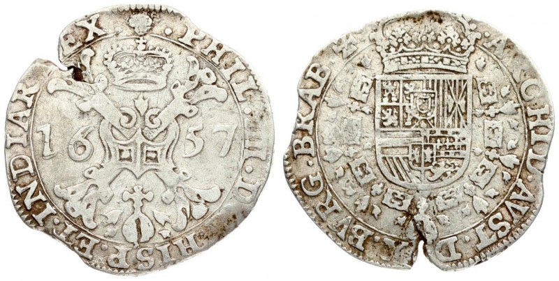 Spanish Netherlands BRABANT 1/2 Patagon 1657 Brussels. Philip IV (1621-1665). Av...