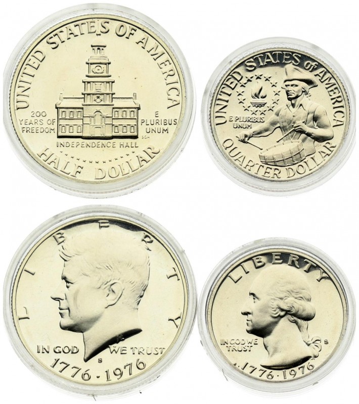 USA ¼ Dollar 1976 'Washington Quarter' Bicentennial & ½ Dollar 1976 'Kennedy Hal...