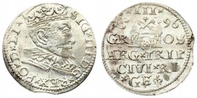 Latvia 3 Groszy 1596 Riga. Sigismund III Vasa (1587-1632). Averse: Crowned bust right. Reverse: Value; divided date; symbols and two-line inscription ...