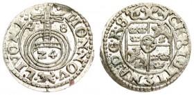 Latvia Livonia 1/24 Thaler 1648 Christina (1632–1654) Averse: Crowned arms in inner circle. Reverse: Orb with value within divides date in inner circl...