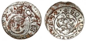Latvia Livonia 1 Solidus 1652. Christina(1632-1654). Averse: Crowned C with Vasa arms within inner circle. Reverse: Arms in cartouche in inner circle;...