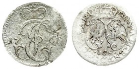 Latvia Courland 1 Grosz 1763 ICS Mitawa. Ernst Johann Biron(1763-1769). Averse: Crowned 'E J' monogram. Reverse: Two crowned shields of arms. Reverse ...