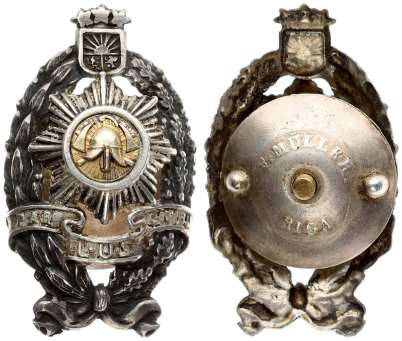 Latvia Firefighter Identification Badge (1930) (probably 2nd degree). Sterling s...