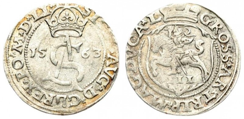 Lithuania 3 Groszy 1563 Vilnius. Sigismund II Augustus (1545-1572) - Lithuanian ...