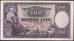 Lithuania 100 Litu 1928 Banknote Pick#25a. № A735.943