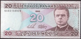 Lithuania 20 Litu 1993 Banknote P#57 № NAB3158928