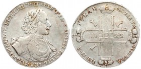 Russia 1 Rouble 1722 Moscow. Peter I the Great (1682-1725). Averse Legend: ПЕТРЬ А ИМПЕРАТОРЬ. Reverse: 4 crowned Russian P's. 'ВСЕРОССИIСКИI'. Silver...