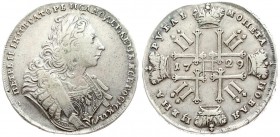 Russia 1 Rouble 1729 Moscow. Peter II (1727-1729). Averse: Laureate bust right. Reverse: Date in cruciform with 4 crowns monograms in angles. Without ...
