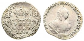 Russia 1 Grivennik 1748 Elizabeth (1741-1762). Averse: Crowned bust right. Reverse: Crown above value date within sprigs. Edge cordlike leftwards. Sil...