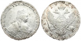 Russia 1 Rouble 1749 ММД Moscow. Elizabeth (1741-1762). Averse: Crowned bust right. Reverse: Crown above crowned double-headed eagle shield on breast....