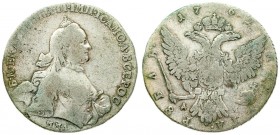 Russia 1 Rouble 1762 ММД-ДМ Moscow. Catherine II (1762-1796). Averse: Crowned bust right. Reverse: Crown above crowned double-headed eagle shield on b...