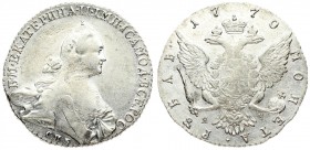 Russia 1 Rouble 1770 СПБ- ЯЧ St. Petersburg. Catherine II (1762-1796). Averse: Crowned bust right. Reverse: Crown above crowned double-headed eagle sh...
