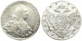Russia 1 Rouble 1776 СПБ- ЯЧ St. Petersburg. Catherine II (1762-1796). Averse: Crowned bust right. Reverse: Crown above crowned double-headed eagle sh...