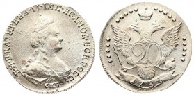 Russia 20 kopecks 1784 СПБ St. Petersburg. Catherine II (1762-1796). Averse: Crowned bust right. Reverse: Crowned double-headed eagle within beaded bo...