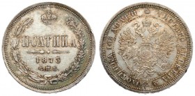 Russia 1 Poltina 1873 СПБ-HI St. Petersburg. Alexander II (1854-1881). Averse: Crowned double imperial. Reverse: Crown above value and date within wre...