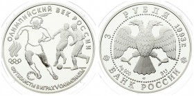 Russia 3 Roubles 1993 Averse: Double-headed eagle. Reverse: Soccer. Silver. Y 351