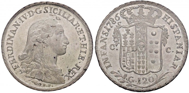 NAPOLI Ferdinando IV (1759-1816) Piastra 1786 – Magliocca 244 AG In slab PCGS MS...