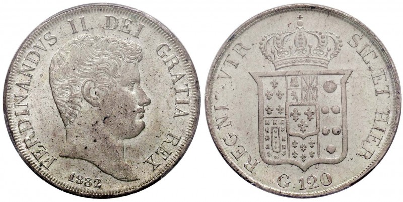 NAPOLI Ferdinando II (1830-1859) Piastra 1832 – Magliocca 537 AG In slab PCGS MS...