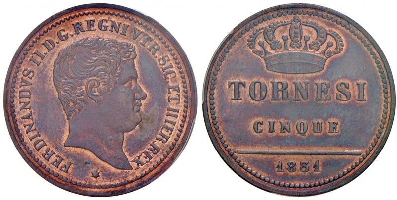 NAPOLI Ferdinando II (1830-1859) 5 Tornesi 1831 – Magliocca 697 CU RRR In slab P...