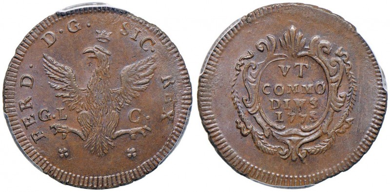 PALERMO Ferdinando III (1759-1816) 2 Grani 1775 – Spahr 82 CU In slab PCGS MS64B...