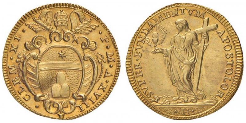 Clemente XI (1700-1721) Scudo d’oro A. XVIII – Munt. 25 var. I AU (g 3,36) RR Co...