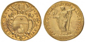 Clemente XI (1700-1721) Scudo d’oro A. XVIII – Munt. 25 var. I AU (g 3,36) RR Conservazione eccezionale
qFDC/FDC